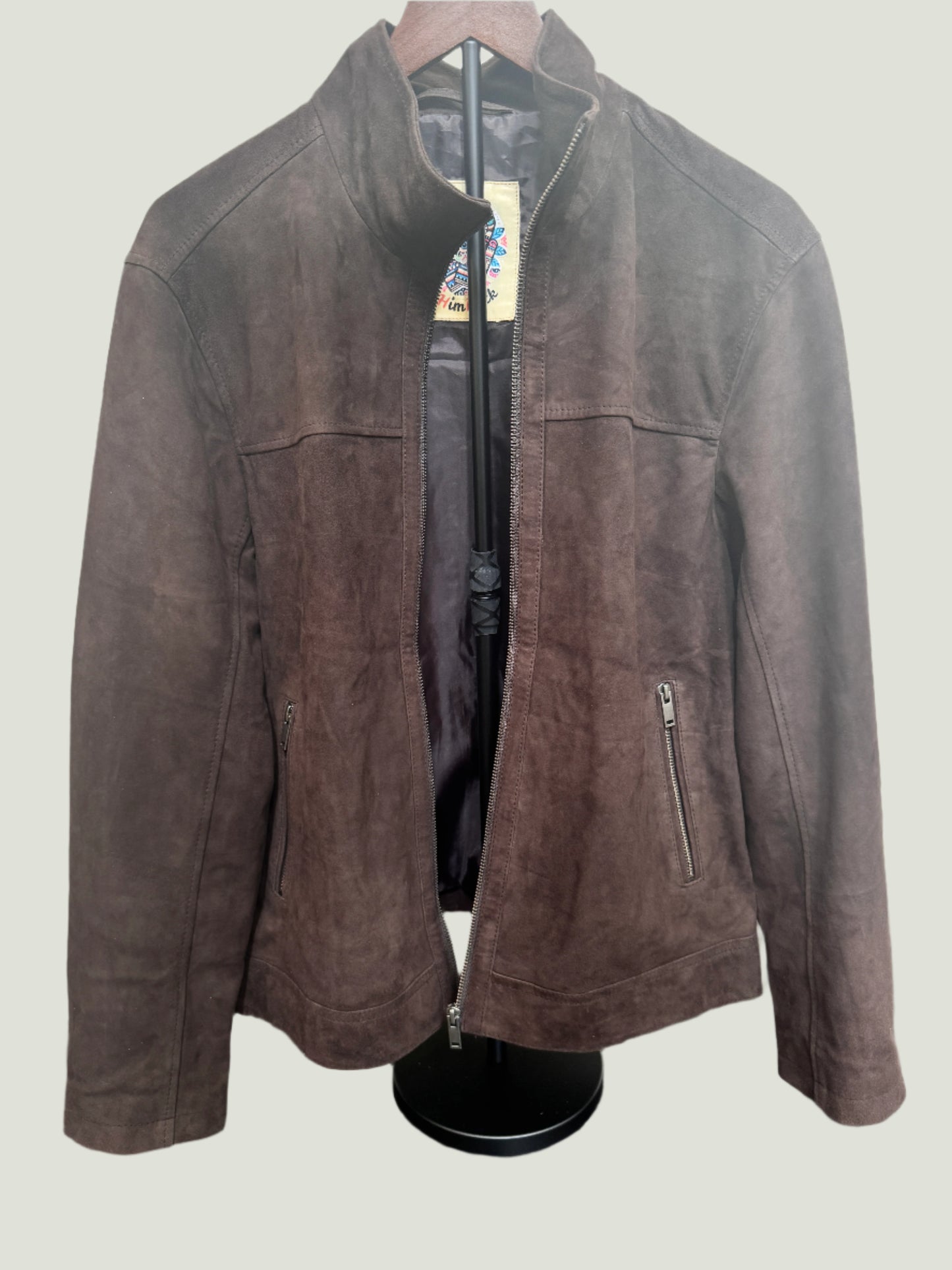 Suede Leather Jacket - Dark Brown