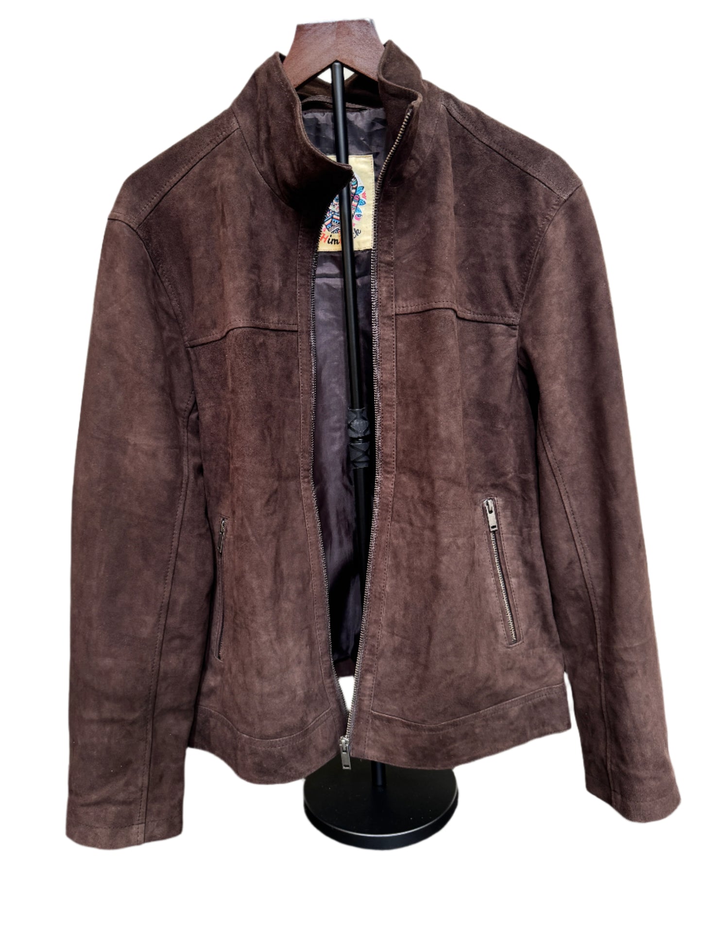 Suede Leather Jacket - Dark Brown