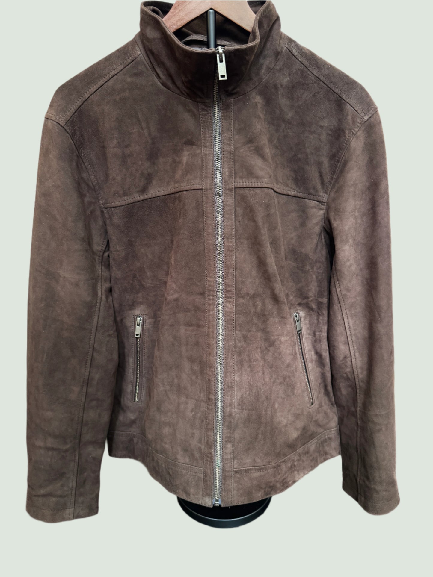Suede Leather Jacket - Dark Brown