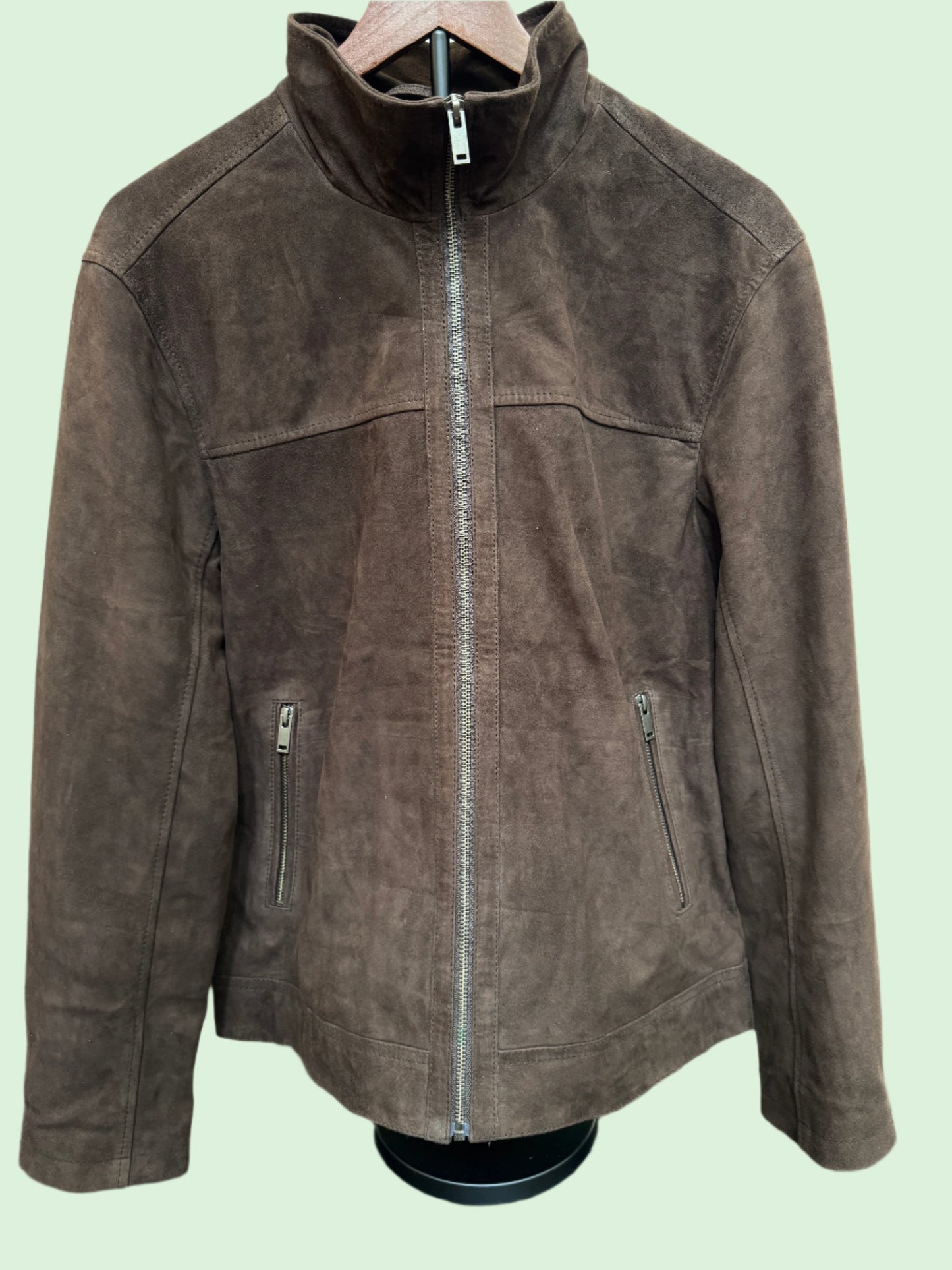 Suede Leather Jacket - Dark Brown