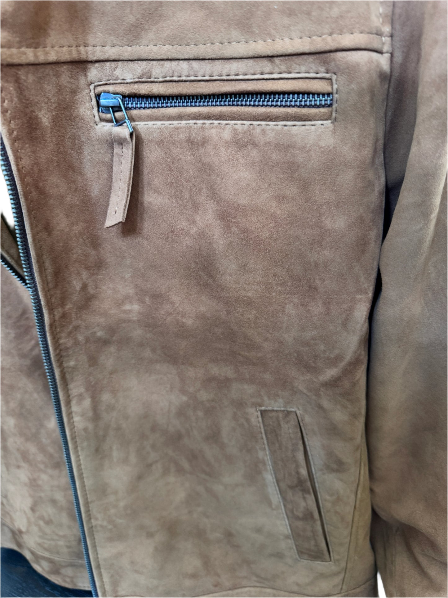 Suede Leather Jacket - Dark Brown