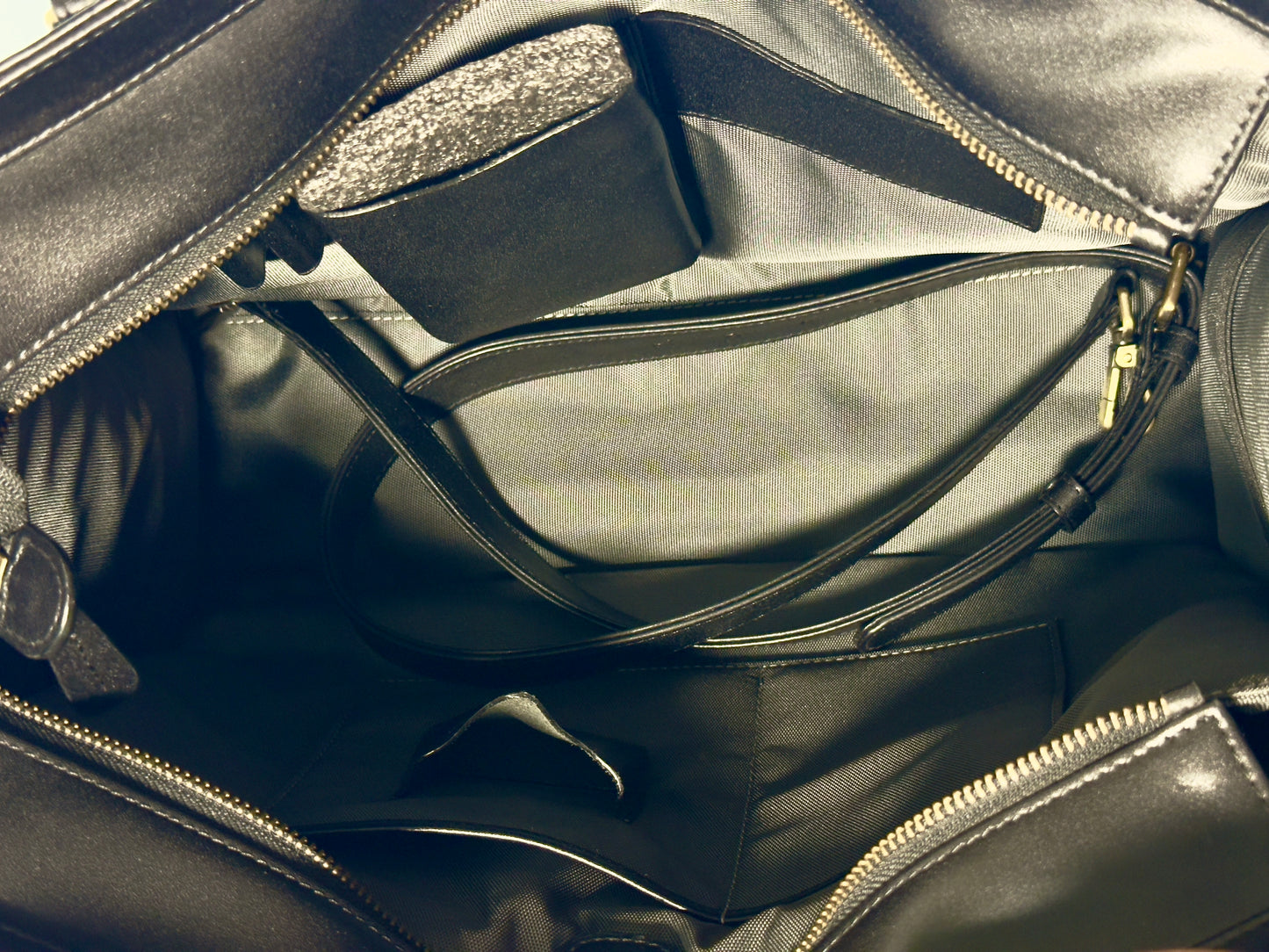 Black croc embossed Leather Satchel