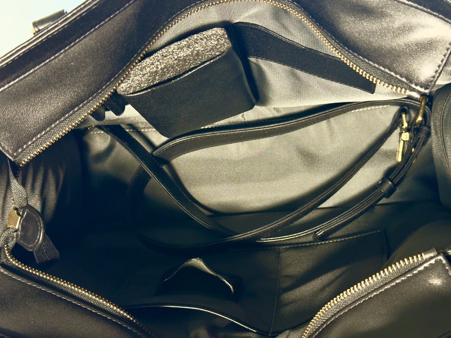 Black croc embossed Leather Satchel