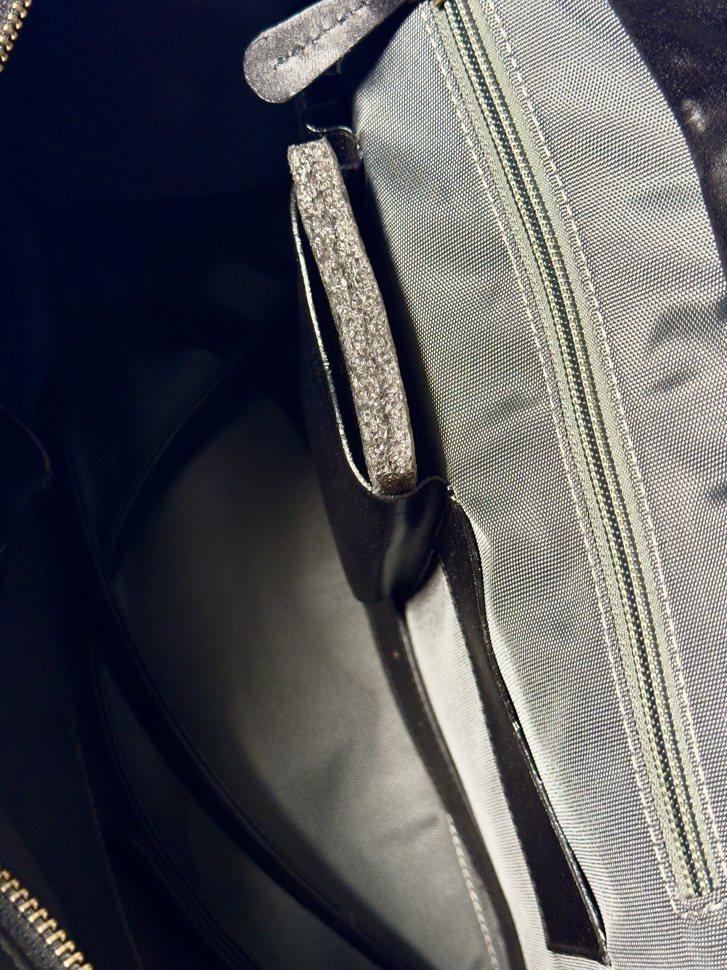 Black croc embossed Leather Satchel