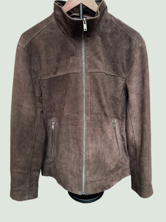 Suede Leather Jacket - Dark Brown