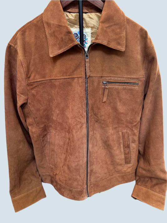 Suede brown leather jacket.